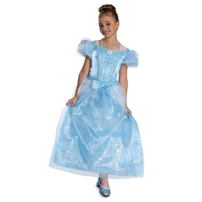 Disney Kids' Cinderella Deluxe Costume Dress Light Blue