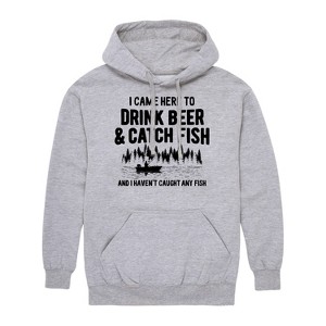 Men's - Instant Message - I Came Here to Drink Beer & Catch Fish Graphic Fleece Pullover Hoodie - 1 of 4
