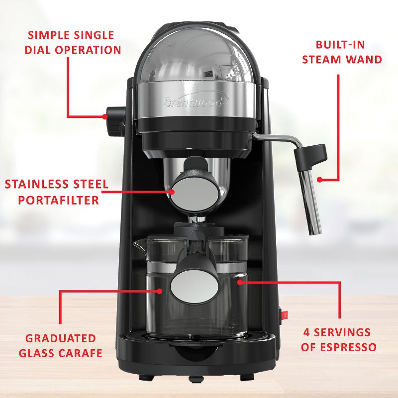 Brentwood 20-Ounce 800-Watt Espresso and Cappuccino Maker, 5 of 10