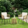 Yaheetech 3-Piece Outdoor Metal Frame Wicker Bistro Set w/ 2 Chairs and Tempered Glass Top Side Table, Tan - 2 of 4