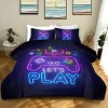 Boersma Neon Game Comforter Set – Ultra Soft Gaming Bedding Twin Size with 1 Quilt & 2 Pillowcases, Cool Gamer Room Decor for Kids Teens Boys Girls - 3 of 4