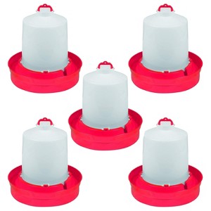 Little Giant DBW2 Deep Base Automatic Poultry Waterer Dispenser for Chickens & Birds, Red, 2 Gallon (5 Pack) - 1 of 2