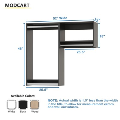 Closet System, Wide Wardrobe Organizer with Tower and Drawers, Wood, Wall Mounted, Bedroom