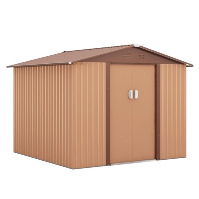 Sandinrayli 8.4 ft. W x 8.4 ft. D Outdoor Storage Metal Shed Garden Tool Steel Shed with Sliding Doors and Vents(70.56 sq. ft.)