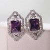 Gigi Filigree Stud Earrings Emerald Cut Purple CZ Womens Ginger Lyne Collection - 2 of 4
