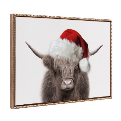 Kate And Laurel Sylvie Hey Dude Highland Cow Color Framed Canvas By The  Creative Bunch Studio, 18x40, Natural : Target