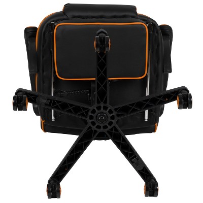 Black and Orange Reclining Gaming Chair with Massaging Lumbar