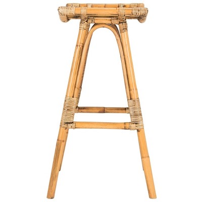 Honey Brown Rattan Curved Bar Stool