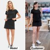 EXLURA Womens Casual Summer 2 Piece Short Skirt Sets Short Sleeve Tshirt And Tennis Skort Dressy Cotton Matching Sweatsuits - 3 of 4