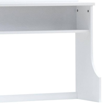 Meyer White Wood Desk Hutch with Storage Drawer
