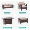 Sonkuki 6 Pieces Patio Sofa with Rectangle Fire Pit Table and Ottomans, Patio Conversation Couch with Cushion - 3 of 4