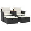 VidaXL Patio Sofa 2-Seater with Stools Black Poly Rattan - 2 of 4
