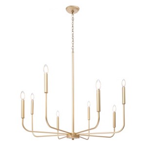 LNC Concise 8-Light 31.5" Modern Candle Oversized Chandelier,Matte Gold - 1 of 4