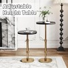 SYFERLORY  Adjustable-Height Pedestal Drink Table, Antique Brass Metal Plant Stand With Faux Marble Oval Tabletop，Black - 4 of 4