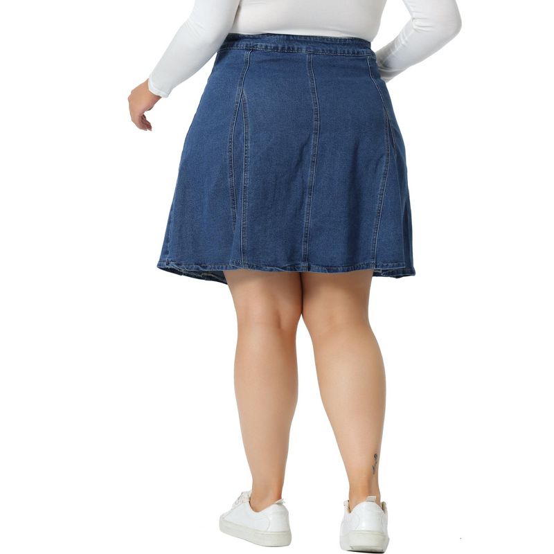 Agnes Orinda Women's Plus Size Denim Casual Spring Trendy Mini A-Line Skirts, 4 of 6