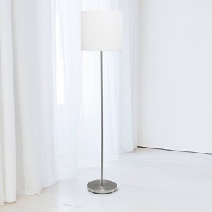 Drum Shade Floor Lamp White Simple Designs Brushed Nickel Modern Style ETL Listed