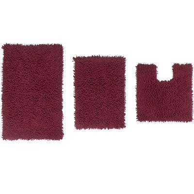 Fantasia Bath Rug Collection Cotton Shaggy Pattern Tufted Set of 3 Bath Rug Set - Home Weavers
