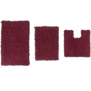 Fantasia Bath Rug Collection Cotton Shaggy Pattern Tufted Set of 3 Bath Rug Set - Home Weavers - 1 of 3