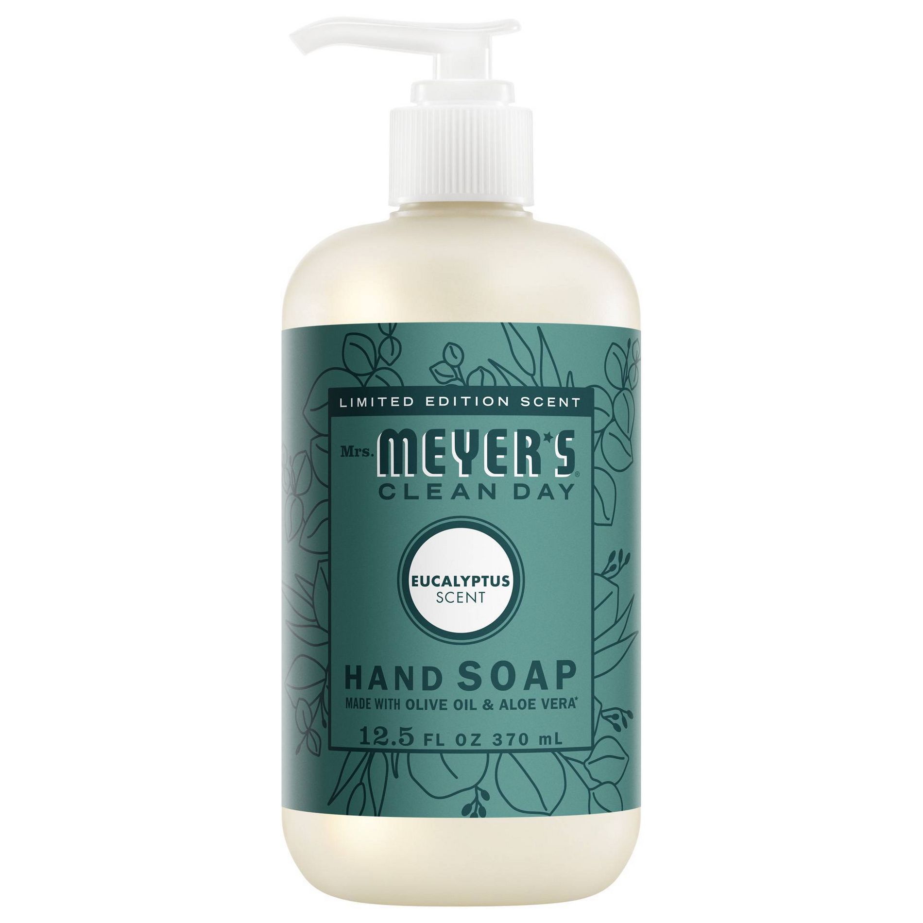 Mrs. Meyer's Clean Day Liquid Hand Soap - Eucalyptus - 12.5 fl oz: Gel, Pump Bottle, Contains Aloe, Paraben-Free