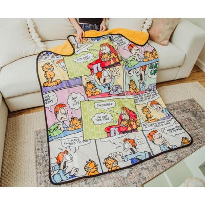Garfield and Jon Comic Strip Panels Fleece Sherpa Throw Blanket