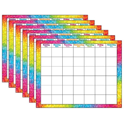 Trend Enterprises TREND Colorful Brush Strokes Wipe-Off Calendar Monthly Pack of 6 (T-27011-6)