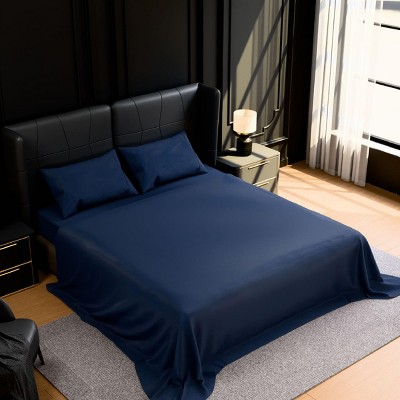 INFURNIC Bedding Sets Premium Brushed Microfiber Full Bed Sheets Soft Fade and Shrinkage Resistant Easy Care 4 Piece Set, Blue, 12.00"*10.00"*3.00"