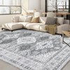 5 x 7 ft Chenille Natural Rectangular Living Room Bedroom Dining Room Office Floral Print Vintage Machine Washable Area Rug - 3 of 4