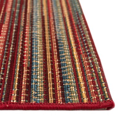 Saffron Stripes Synthetic Indoor/Outdoor Rectangular Rug