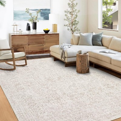 Rug Washable Extra Large for Living Room Non-Slip Non-Shedding Vintage Rug Carpet for Bedroom, Faux Wool for Kids Nursery Dorm
