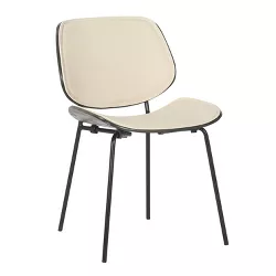 Indy Lombardi PU Leather/Metal/Wood Dining Chair Black/Dark Walnut/Cream - LumiSource