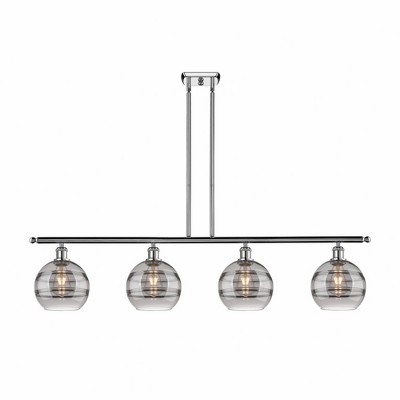 Rochester - 4 Light Stem Hung Island In Industrial Style-10.38 Inches Tall and 48 Inches Wide