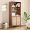 Infurnic Decorative Bookshelf, Tall Modern Wood Bookshelf with Five Shelves, for Living Room or Library Bookcase, Brown, 14.6"*29.9"*70.9" - 2 of 4
