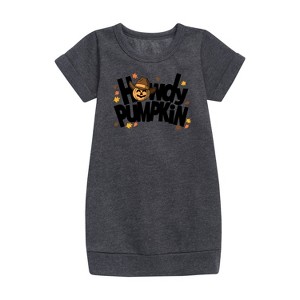 Girls' - Instant Message - Fall Graphic Short Sleeve Fleece Dress - 1 of 4