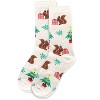 Memoi Women's Festive Squirrel Crew Socks Oatmeal Heather 9-11 - 3 of 3