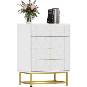 4 Drawer Dresser - 32 Inch Tall Modern Dresser Drawers - Drawer Organizer with Metal Legs, Storage Chest Cabinet for Bedroom, Living Room - 1 of 4