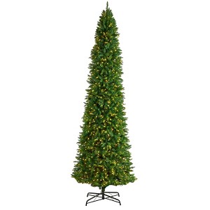 Nearly Natural 12-ft Slim Green Mountain Pine Artificial Christmas Tree with 1100 Clear LED Lights and 3235 Tips - 1 of 4