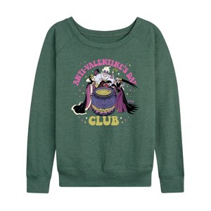 Women's - Disney Villains - Valentine's Day Lightweight French Terry Wide Neck Long Sleeve Graphic Shirt - 1 of 4