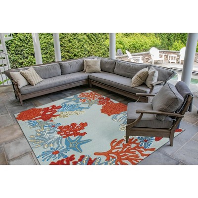 Hand-Tufted Rectangular Easy-Care Ocean Blue Rug 5' x 7'