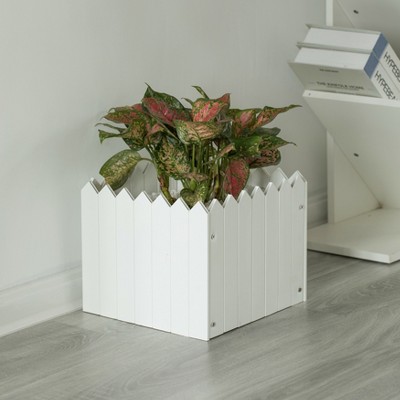 Traditional Square White Vinyl Outdoor Planter Box, 10.5"