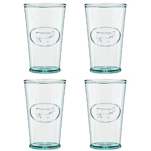 Amici Home Vintage Farmhouse Embossed Milk Cow Glass Tumblers, Set of 4 - 11 Oz Green-Tinted Recycled Glass Cups - Made in Italy, Dishwasher Safe - 1 of 4