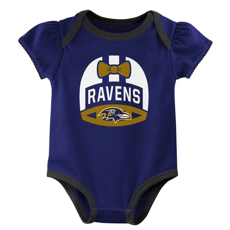NFL Baltimore Ravens Baby Girls&#39; Onesies 3pk Set, 4 of 5
