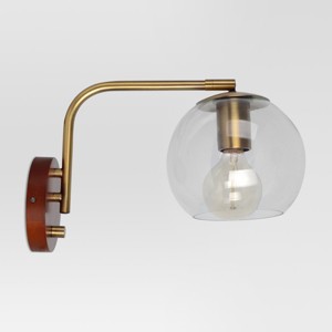 Madrot Glass Globe Wall Light Brass Includes Energy Efficient Light Bulb - Project 62 , Size: Lamp with Energy Efficient Light Bulb