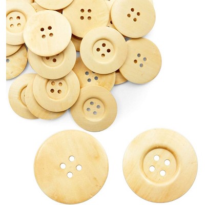 Bright Creations 30 Pieces Beige Wooden Fasteners Buttons for Crafts, Sewing and Knitting Supplies, 2.3 in