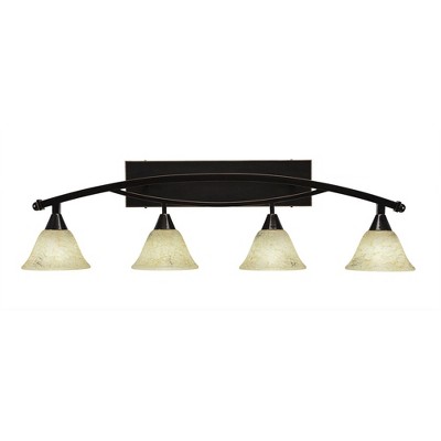 Toltec Lighting Bow 4 - Light Vanity in  Black Copper with 7" Italian Marble Shade