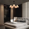 PAKOKULA 5-Light Matte Black Sputnik Chandelier with White Fabric Shade for Living Room Bedroom - 3 of 4