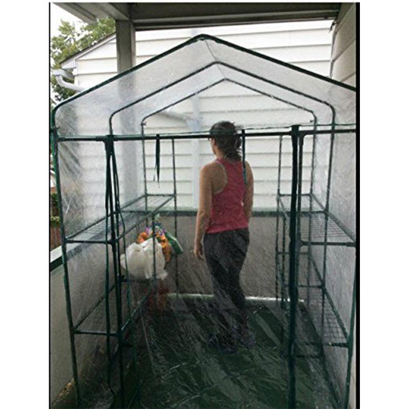 Nature Spring Walk-In PVC Greenhouse with 8 Shelves, Roll-Up Door and Steel Poles - Clear, 5 of 9