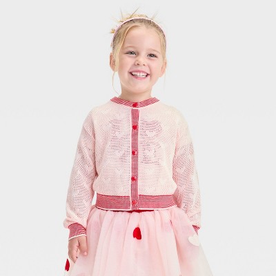 Toddler Girls' Valentine's Day Heart Cardigan - Cat & Jack™ Pink