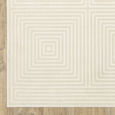 Ivory Geometric Rectangular Synthetic Area Rug 5'3" x 7'6"