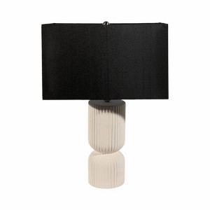 SAGEBROOK HOME 22" Fluted Cylinder Table Lamp: Ceramic Base, Linen Shade, UL Listed - 1 of 4