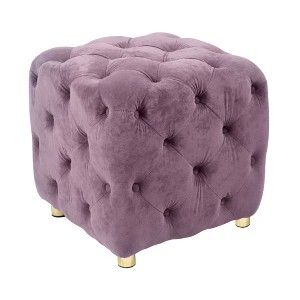 EHMKNP Modern Velvet Upholstered Ottoman – Exquisite Small End Table, Foot Stool & Dressing Chair - 1 of 4